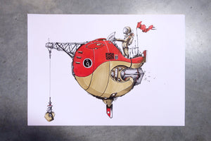 Red spaceship artwork